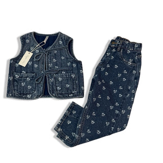 Rylee + Cru Denim vest and barrel pant heart ditsy new with tags, 4-5 years