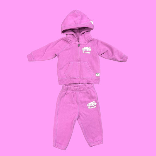 Roots Pink sweat set, 6-12 months