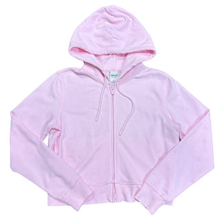 Aritzia Pink sweat fleece snug fit hooded zip up, Medium womens
