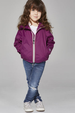 08 Purple full zip packable rain jacket, new with tag, 12 months