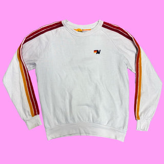 Aviator Nation White sweatshirt w/strips, M