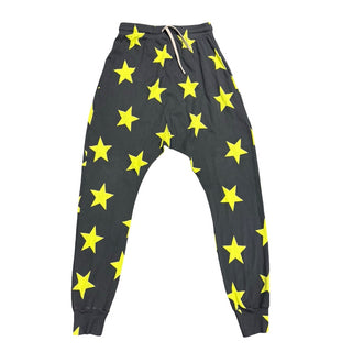 Nununu Lightweight graphite/bright lime star pants, 12-14 years
