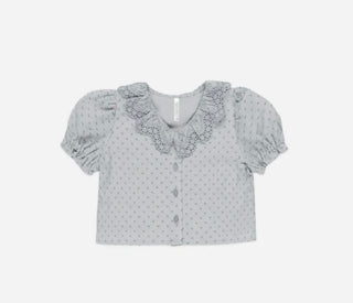 Rylee + Cru Dusty Blue Bella Blouse Brand New with Tags, 4-5 years