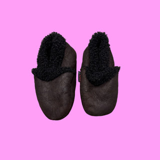 Kina Chocolate brown slippers, 6-12 months