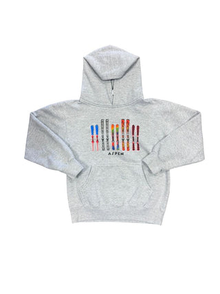 Aspen Ski Graphic Hooded Grey Sweatshirt, Medium Youth