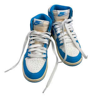 Nike White and Bright Blue Nike High Top Sneakers, 1 big kid