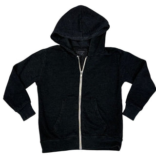 Californian Vintage Black Zip Up Hoodie with Rainbow Wave Graphics on the Back, 6 years