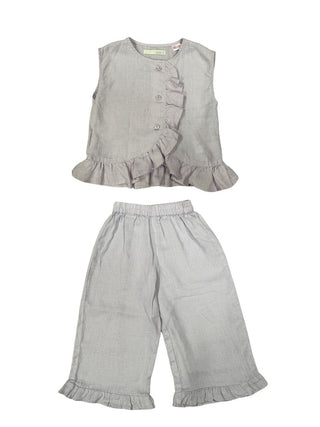 Zara Purple tank top with ruffles and Pant Set, 3y