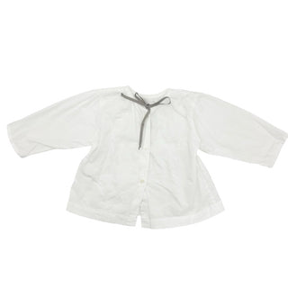 Makie White checkered button up w/bow top, 12-18 months