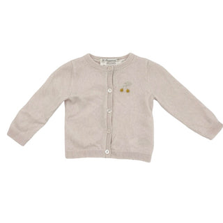 Bonpoint Teyana cashmere cardigan w/cherry embroidery in natural, 12 months