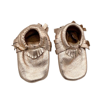 Freshly Picked Rose gold moccasins, 6-12 months