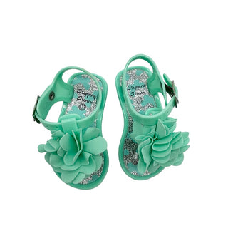Stepping Stones Turquoise floral jelly sandals, 2 little kid