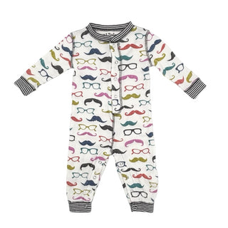 P.J. Salvage Glasses/mustaches waffle one piece pajamas, 6-12 months