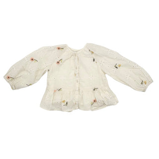 Zara Cream w/embroidered flowers eyelet top, 4 years