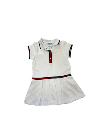 Jacadi White dress with navy and red detail, 24 months