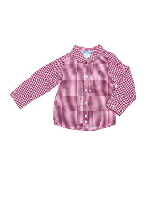 Jacadi Red and White Gingham Check Button Down Shirt, 24 months