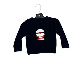 Jacadi navy sweater w/girl, 2 years