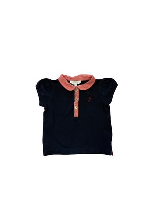Jacadi Tshirt navy w red checkered collar, 12 months