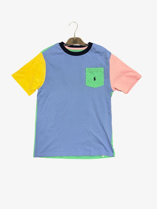 Polo Ralph Lauren Colour Block Tee with Pocket and Navy Logo, 10-12 years