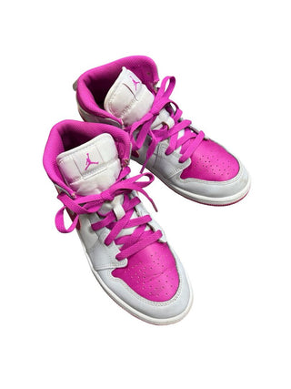 Nike White and Fuschia Air Jordan Sneakers, 3 big kid