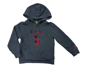 Polo Ralph Lauren Black Hooded Sweatshirt with Red Plaid Logo , 5 years