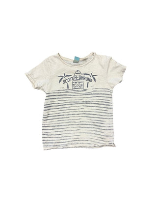 Scotch Shrunk Cream and Grey Graphic Stripe Tee , 4 years