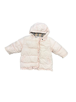 Burberry Light Pink Winter Jacket with Ruffle Zip Detail, 2 years