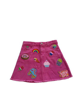 Lola & the boys Denim skirt with patches, 8 years