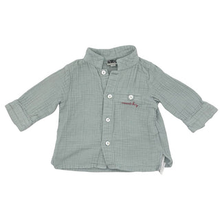 Bonton Turquoise gauze button up shirt, 3 months