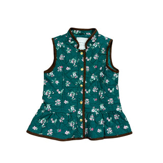 Janie and Jack Green vest with colour flowers, 7-8