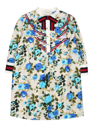 Gucci Gucci Ruffled Dress with Stripes and Florals, 12 years