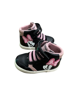 Geox Pink and Black Minnie Disney running shoes, 27 little kid