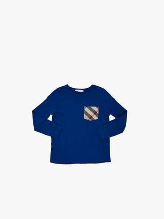 Burberry blue long sleeve top tiny hole in sleeve, 6 years