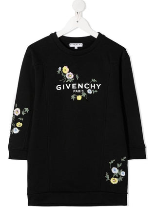 Givenchy Black Sweater Dress with Flower Embroidery, 10 years