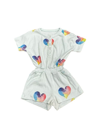 Chaser Blue romper with colourful hearts, 3