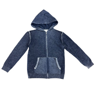 Bonpoint Navy blue cashmere full zip sweater w/elbow pad, 10 years