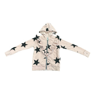 Nununu Pink zipup with black stars ruffle, 3-4