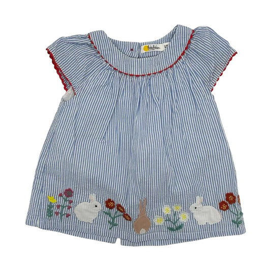 Baby Boden blue stripped w/bunnies dress, 2-3 years