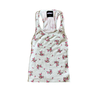 Katie J green floral tank top, medium