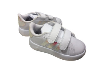 Adidas  White Velcro Sneakers with Holographic Details, 10 little kid