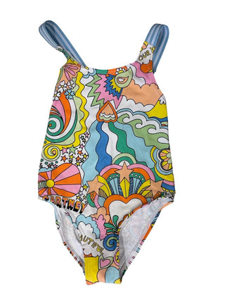Stella McCartney Multicoloured Graphic Swimsuit with Stars, Swirls, Flowers and More, 4 years