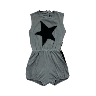 Nununu Gray romper with black star, 3-4