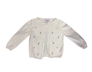 Confiture Cream Coloured Cardigan with Floral Embroidery, 2-3 years
