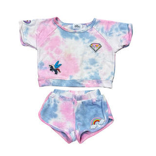 Lola & The Boys Tie dye short/top with patches, 4