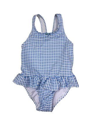 Zara Blue Gingham Check Skirted Swimsuit, 4 years