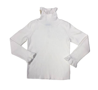 Jacadi Ruffle Ribbed White Turtleneck Longsleeve, 4 years