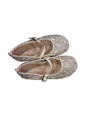 Zara  Mesh Mary Jane Style Ballet Flats with Floral Embroidered Details, 27 EU