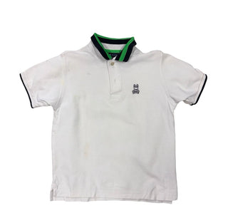 Psycho Bunny White Polo with Logo - Light Stain Reflected in Price, 10-12 years