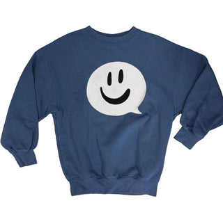 Molo Blue Sweatshirt with Embroidered Smiley Speech Bubble, 9-10 years