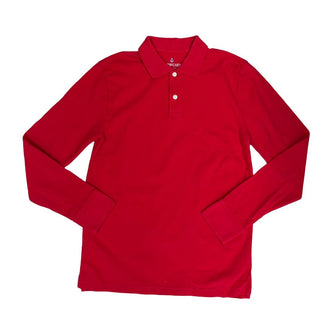 000092. Carmela Red Long Sleeve Polo Shirt, 12-14 years